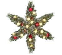 Black Box Trees Kaprun Couronne de Noël en forme d'étoile avec lumières LED blanc chaud - Ø60 cm - Vert Frosted, Rouge