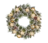 Black Box Trees Kaprun Couronne LED Verte givrée Or Blanc Chaud - Décoration de Noël avec éclairage LED - Couronne de Porte avec Fonction minuterie - Couronne de Noël avec Bougies LED et