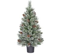 Black Box Trees Vandans Sapin de Noël Artificiel en Pot - Christmas Tree H90 x Ø48 cm - avec Pommes de pin - Vert givré