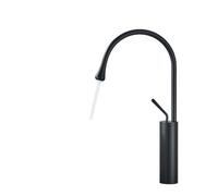 Black Brass Art Basin Faucet Bathroom Washbasin Hot Cold Tap 360 Swivel Waterfall Gold Tall Model Mixer Deck Mounted(Black-T)