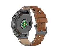 (Black Buckle, Brown) 22mm Watch Band For Garmin Fenix 8 47mm/7/6/5 Quick Release Genuine Leather Watch Strap
