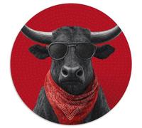 Black Bull Or Cheval Head Wearing Sunglasses and Red Headscarf || Puzzles Amusants en Famille 1000pcs (67.5x67.5cm) Adultes