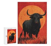 Black Bull Sunset Painting -1 Puzzle 1000 Pièces Educa Jouet en Bois Cadeau Unique Décoration Intérieure Jeu Éducatif Challenge Toy Adultes Et Enfants À Partir De 14 Ans 300 PCS