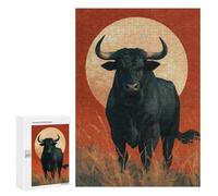 Black Bull Sunset Painting Puzzle 1000 Pièces Educa Jouet en Bois Cadeau Unique Décoration Intérieure Jeu Éducatif Challenge Toy Adultes Et Enfants À Partir De 14 Ans 300 PCS