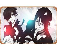 Black Butler Ciel Phantomhive Sebastian Michaelis Affiche murale rétro en métal 20,3 x 30,5 cm
