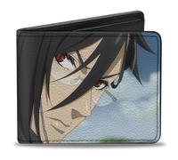 Black Butler Portefeuille à deux volets, Black Butler Sebastian Michaelis Pose et logo Title Blues, cuir végétalien