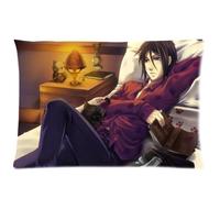 Black Butler Sebastian Michaelis Custom Pillowcase Pillow Sham Queen Size Pillow Cushion Case Cover Two Sides Printed 20x26 Inches
