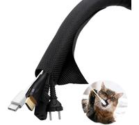 Black Cable Cover,5 m Electrical Cable Sleeve,Protective Cable for Animals (10 mm),Flexible Textile Flame Retardant Computer Cable for Computer/Computer/PC/USB