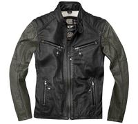 Black-Cafe London Firenze Veste en cuir, noir-vert, taille 56 pour homme