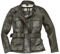 Black-Cafe London Madrid Veste en cuir de moto dames, vert, taille L pour femmes