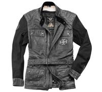 Black-Cafe London Retro Veste en cuir de moto, gris, taille 50 pour homme