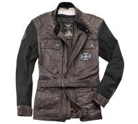 Black-Cafe London Retro Veste en cuir moto, noir/marron, Taille 48