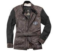 Black-Cafe London Retro Veste en cuir moto, noir/marron, Taille 52