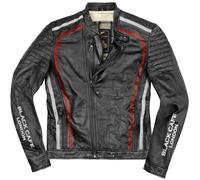 Black-Cafe London Seoul Veste en cuir de moto, noir-blanc-rouge, taille 56 pour homme