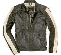 Black-Cafe London Vintage Veste en cuir moto, Vert foncé, Taille 54
