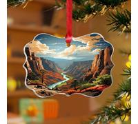 Black Canyons of The Gunnison National Park Décoration d'arbre de Noël Montagne Lac Nature Paysage Photo Ferme Souvenir Disques Acrylique Transparent Aquarelle Voyage Art Boule de Noël Décoration