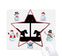 Black Carousel Amusement Park Outline Christmas Snowman Family Star Mouse Pad