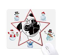 Black Cartoon Dog Illustration Pattern Christmas Snowman Family Star Mouse Pad