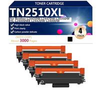 Black Cartouches de Toner de Remplacement TN2510XL Compatibles pour Brother L2445DW L2447DW L2835DW HL-L2400DWE L2442DW L2400DW Imprimantes,Black-4 Pack