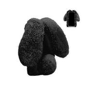 (Black)Case for Huawei P30 PRO Cute Plush Toys Bunny Furry Case Rabbit Fur Case Soft Silicone Shockproof Cover with Glitter Crystal Diamond girls gift