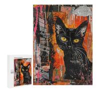 Black Cat Abstract Art Print Puzzle 1000 Pièces Educa Jouet en Bois Cadeau Unique Décoration Intérieure Jeu Éducatif Challenge Toy Adultes Et Enfants À Partir De 14 Ans 500 PCS