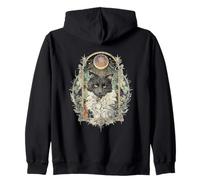 Black Cat Art Nouveau Croissant de Lune Sorcière Floral Sweat à Capuche