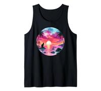Black Cat Beach Theme Tropical Beachy Pink Sunset Beach Wave Débardeur