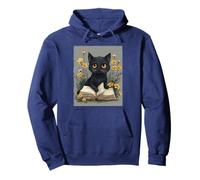 Black Cat Book Lover Enchanted Feline Halloween Vibes Sweat à Capuche