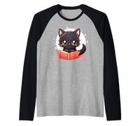 Black Cat Book Lover Reading Easily Distracted by Books Cats Manche Raglan