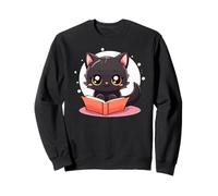Black Cat Book Lover Reading Easily Distracted by Books Cats Sweatshirt