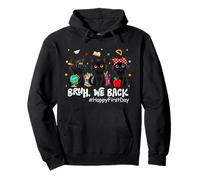 Black Cat Brush We Back Happy First Day Teacher Kids Sweat à Capuche