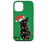 Black Cat Christmas Lights Funny Holiday Santa Kitty Lover Coque pour iPhone 12 mini