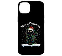Black Cat Christmas Lights T-Shirt Humoristique avec Inscription « Merry Christmas Cat » Coque pour iPhone 14 Plus