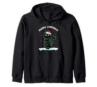 Black Cat Christmas Lights T-Shirt Humoristique avec Inscription « Merry Christmas Cat » Sweat à Capuche