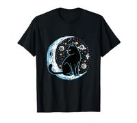 Black Cat Croissant de Marin Phases de Lune Astrologie Amoureux des animaux T-Shirt