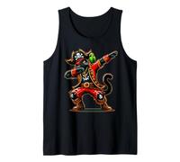 Black Cat Dabbing Dab Parrot Funny Halloween Pirate Costume Débardeur