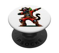 Black Cat Dabbing Dab Parrot Funny Halloween Pirate Costume PopSockets PopGrip Adhésif