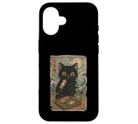 Black Cat Dango Tea Set Series Funny Kawaii Ukiyo Novelty Coque pour iPhone 16