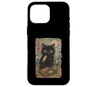 Black Cat Dango Tea Set Series Funny Kawaii Ukiyo Novelty Coque pour iPhone 16 Pro Max