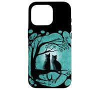 Black Cat Design for Women Kitten Couple Watch The Full Moon Coque pour iPhone 16 Pro