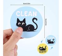 Black Cat Dishwasher Magnet Clean Dirty Sign, 9x9cm Reversible Refrigerator Decor, Double Sided Household Status Marker, PVC Soft Magnet