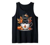 Black Cat for Fall Lover Cat Mom Autumn Season Cute Kitten Débardeur