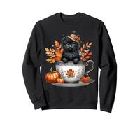 Black Cat for Fall Lover Cat Mom Autumn Season Cute Kitten Sweatshirt