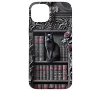 Black Cat Gothic Library Dark Academia Bibliothèque Vintage Coque pour iPhone 15 Plus