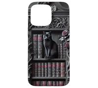 Black Cat Gothic Library Dark Academia Bibliothèque Vintage Coque pour iPhone 15 Pro Max
