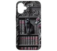 Black Cat Gothic Library Dark Academia Bibliothèque Vintage Coque pour iPhone 16 Plus
