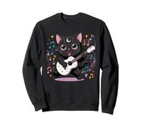 Black Cat Guitare Rock Kawaii Goth Girl Vêtements Rose Goth Sweatshirt