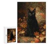 Black Cat in Autumn Garden Puzzle 1000 Pièces Educa Jouet en Bois Cadeau Unique Décoration Intérieure Jeu Éducatif Challenge Toy Adultes Et Enfants À Partir De 14 Ans 300 PCS