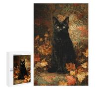 Black Cat in Autumn Garden Puzzle 1000 Pièces Educa Jouet en Bois Cadeau Unique Décoration Intérieure Jeu Éducatif Challenge Toy Adultes Et Enfants À Partir De 14 Ans 1000 PCS