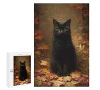 Black Cat in Autumn Leaves Puzzle 1000 Pièces Educa Jouet en Bois Cadeau Unique Décoration Intérieure Jeu Éducatif Challenge Toy Adultes Et Enfants À Partir De 14 Ans 1000 PCS